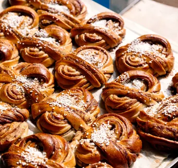 Freshly baked traditional Swedish cinnamon buns