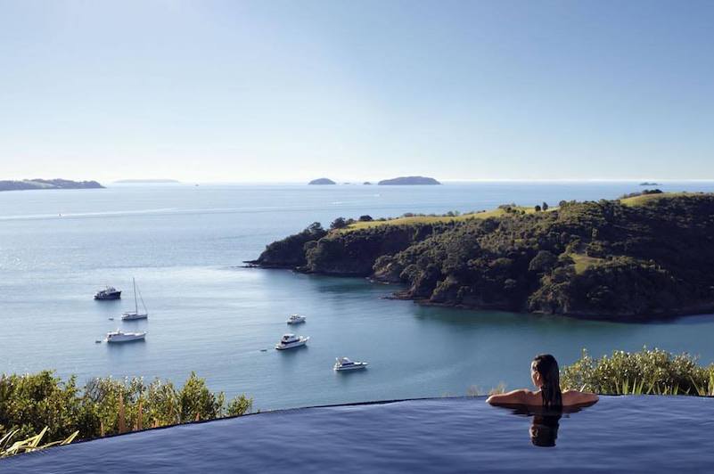 The infinity pool at Delamore Lodge