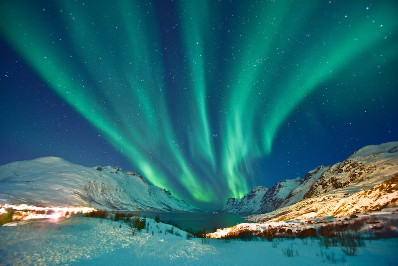 Aurora Borealis (Northern Lights) in Ersfjordbotn, Tromsø, Norway. Photo: Getty Images