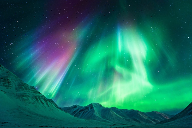 The Northern Lights near the Atigun Pass (North of Fairbanks), Alaska, USA. Photo: Getty Images