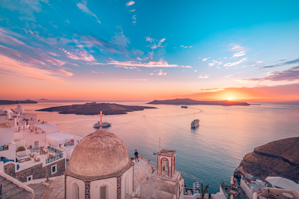 Cruise ships in Santorini. Credit: Getty Images