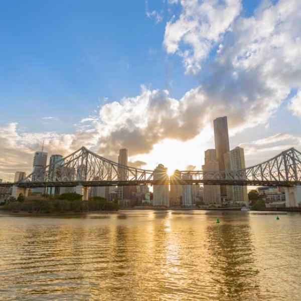 Brisbane City skyline sunset
