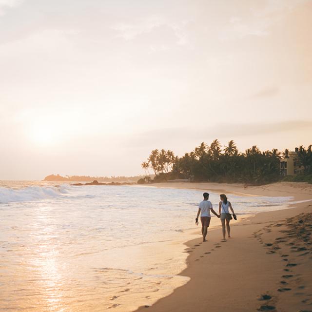 Wijaya beach sunset in Sri Lanka